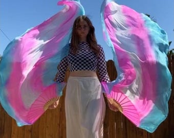 Single  Silk Fan Veil Flow Dancing  (Half price)