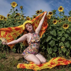 Single  Silk Fan Veil Flow Dancing  (Half price)