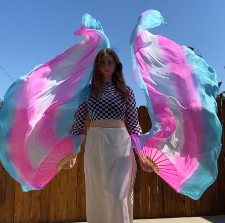 Coppia Di Ventagli Da Danza Del Ventre In Seta, Lunghi 180x90 Cm, Colore Giallo Graduale, Fatti A Mano, Con Stecche In Bambù, Per Spettacoli E Performance