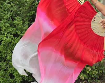 100% Silk Fan Veils + FREE Carrying Case | Handmade Belly Dance Fans