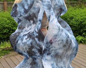 100% Silk Belly dance Flow Fan Veils (free case)