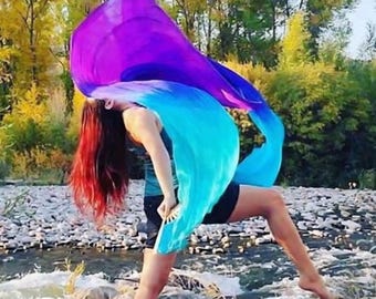 Par de velos abanico de seda 100 % para danza del vientre, estilo burlesque (estuche gratis)