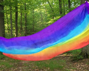 Veil Rainbow 100% Silk Pride Colors for Dance – Stage Performance Flow Flag Veil