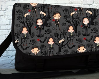 Addams family bag for Girls back for school,  wednesday messenger bag addams accessories diaper bag, Halloween Messenger bag/mother day gift