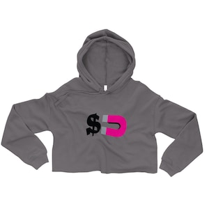 Cash Magnet, Dollar Symbol, Crop Hoodie, Woman&#39;s Pullover, Long Sleeve