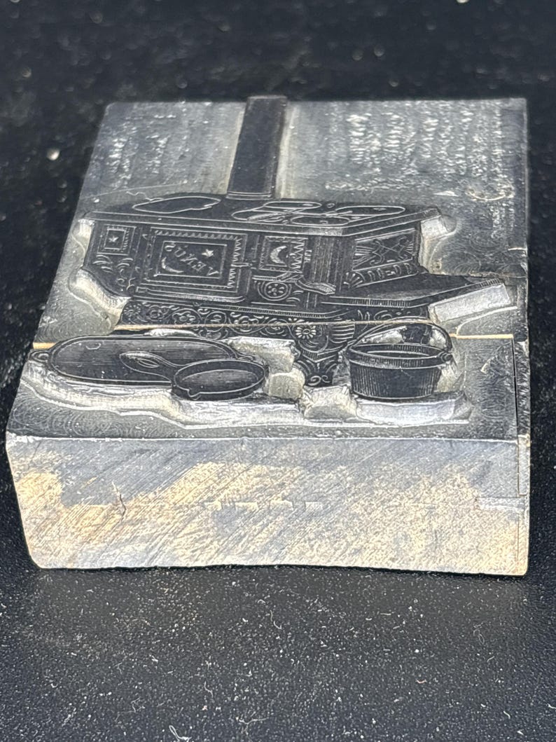 Antique Letterpress Printing Block Wood Burning Cast Iron VENUS Stove ...
