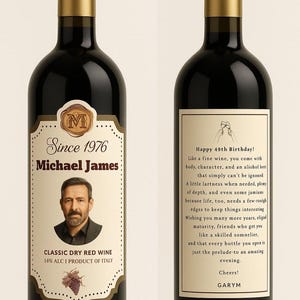 Personalized Wine Label Custom Gift for Her or Him Birthday Wedding Anniversary Sticker