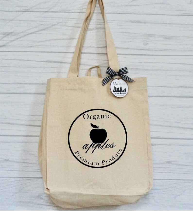 100/% Cotton Tote Grocery Bag Organic Apples