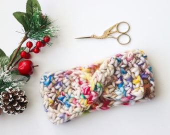 READY TO SHIP | Luxury Knit Headband | 100% Peruvian Wool | Adult Size Headband | Handmade Gift | Handpainted Sprinkle color