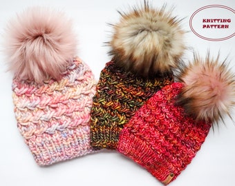 ANLEITUNG - The Winter Bourne Beanie - DIGITAL DOWNLOAD, Strickmütze Muster, Superbulky, Light Superbulky und Lightbulky, 3 Gewichte