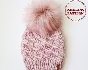 PATTERN - The Whirl Stream Beanie - DIGITAL DOWNLOAD, Knitted Beanie Pattern