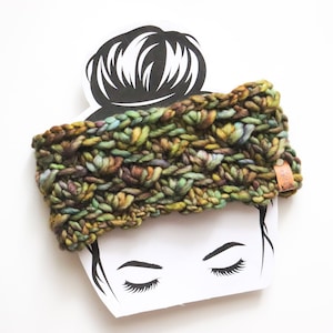 PRONTO PARA ENVIAR | Tiara de malha luxuosa | Aquecedor de ouvidos | Tiara de concha de vieira | 100% Lã Merino | Tamanho adulto | Presente feito à mão | Arequita