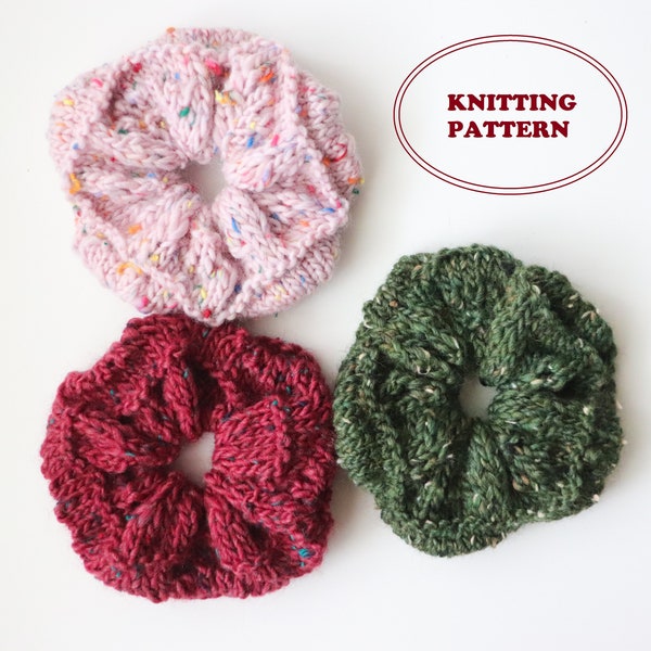 PATTERN - The Wavelet Scrunchie - DIGITAL DOWNLOAD, Knit Scrunchie Pattern, One Size