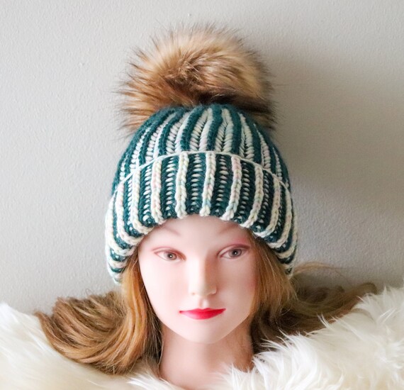 Pom Pom faux fur ribbed striped beanie hat il_1080xN.5372955636_ibn9.jpg main image 3