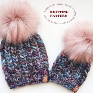 PATTERN - The Curlicue Beanie - DIGITAL DOWNLOAD, Knitted Beanie Pattern, 5 sizes