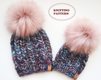 PATTERN - The Curlicue Beanie - DIGITAL DOWNLOAD, Knitted Beanie Pattern, 5 sizes