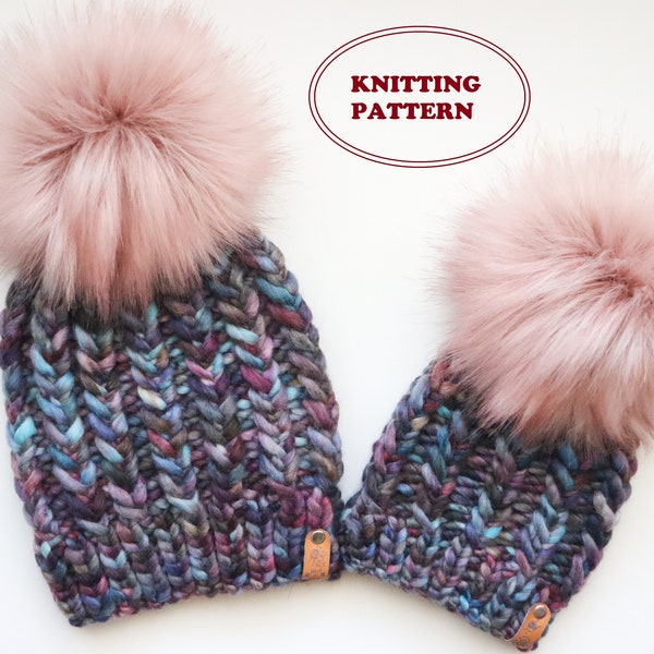 PATTERN - The Curlicue Beanie - DIGITAL DOWNLOAD, Knitted Beanie Pattern, 5 sizes
