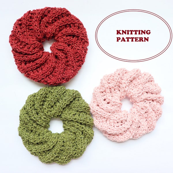 PATTERN - The Donut Swirl Scrunchie - DIGITAL DOWNLOAD, Knit Scrunchie Pattern, One Size