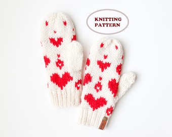 PATTERN - The Eternal Hearts Mittens- DIGITAL DOWNLOAD, Adult - 3 Sizes, Small, Medium, Large, Knit Mittens Pattern