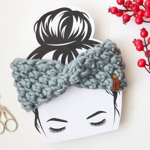 READY TO SHIP | Luxury Knit Headband | Extra warm headband | 100% Merino Wool | Adult Size | Handmade Gift | Grey
