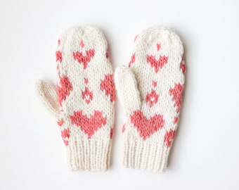 READY TO SHIP | Knit MIttens | Light weight MIttens | Adult Size | Handmade Gift | Small size | Valentine's Gift | Pink