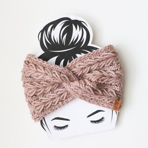 KLAAR VOOR VERZENDING | Luxe gebreide hoofdband | Earwarmer | Cinzia | Lichtgewicht | 100% Peruaanse wol | Volwassen Grootte | Handgemaakte gift | Mauve