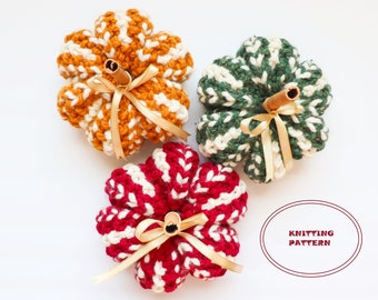 PATTERN - The Aurelia Pumpkin - DIGITAL DOWNLOAD, Knitted Pumpkin Pattern