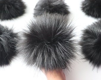 MADE TO ORDER | Raven | Faux Fur Pom Pom | Size 5.5" and 6.5"