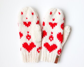 READY TO SHIP | Knit MIttens | Light weight MIttens | Adult Size | Handmade Gift | Medium size | Valentine's Gift| Red