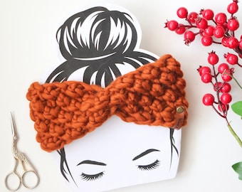 READY TO SHIP | Luxury Knit Headband | Extra warm headband | 100% Merino Wool | Adult Size | Handmade Gift | Cinnamon