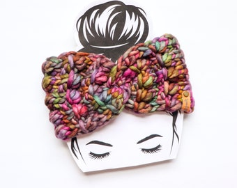 VERSANDFERTIG | Luxus Strickstirnband | Ohrwärmer | Abalone Stirnband | 100% Merinowolle | Erwachsenengröße | Handgefertigtes Geschenk | Queguay