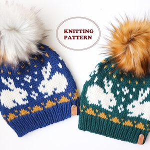 PATTERN - The Snugglebunny Beanie - DIGITAL DOWNLOAD, Knitted Beanie Pattern, 3 Sizes, Toddler to Adult