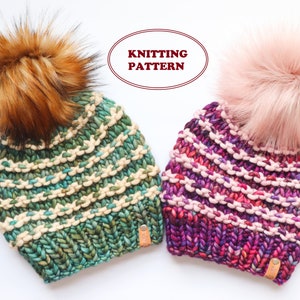 PATTERN - The Pearlknot Beanie - DIGITAL DOWNLOAD, Knitted Beanie Pattern, 5 sizes