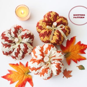 PATTERN - The Cozy Swirl Pumpkin - DIGITAL DOWNLOAD, Knitted Pumpkin Pattern