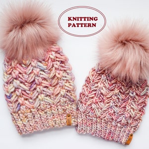 PATTERN - The Vernal Wings Beanie - DIGITAL DOWNLOAD, Knitted Beanie Pattern, Super Bulky and Light Super Bulky, 3 sizes