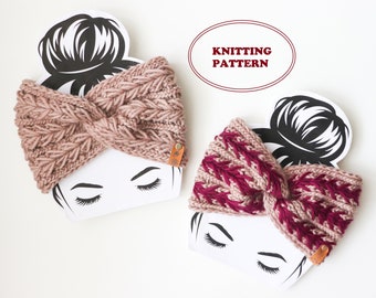 PATTERN - The Cinzia Headband - DIGITAL DOWNLOAD, Knit Headband Pattern, 2 Sizes, Child & Adult