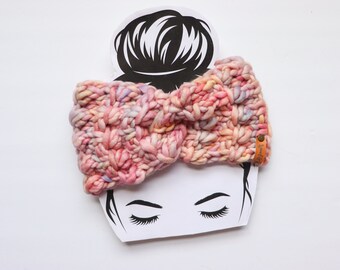 VERSANDFERTIG | Luxus Strickstirnband | Ohrwärmer | Abalone Stirnband | 100% Merinowolle | Erwachsenengröße | Handgefertigtes Geschenk | Rosalinda
