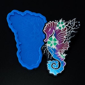 Floral Seahorse Silicone Mold Shiny Mould for Resin, Concrete, Gypsum, Wax Crafting Decor