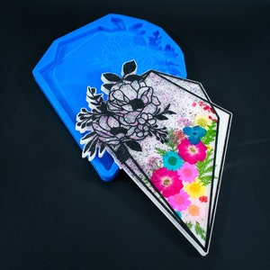 Floral Geometric Frame Silicone Mold Shiny Mould for Resin and Concrete Crafting Decor Wreath