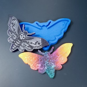 Molde de silicona con forma de polilla de la muerte grabada, molde brillante para manualidades con resina y hormigón, decoración para posavasos, colgantes y pendientes DannerBuilds