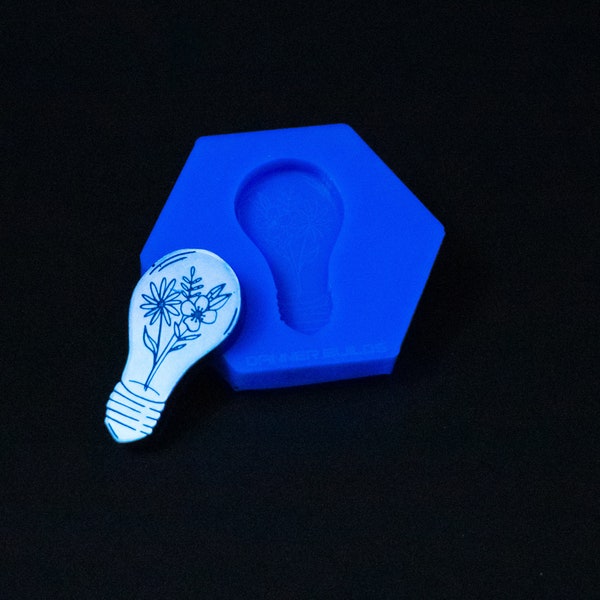 Mini Floral Lightbulb Silicone Mold Shiny Mould for Resin and Concrete Crafting Decor