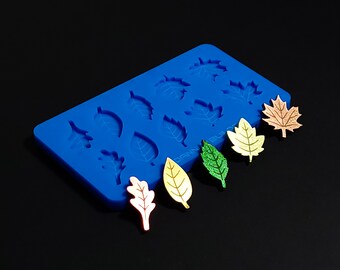 Autumn Leaves Earring and Charm Palette Silicone Casting Mold Floral Art Shiny Mould for Resin Concrete Gypsum and Wax Crafting Decor