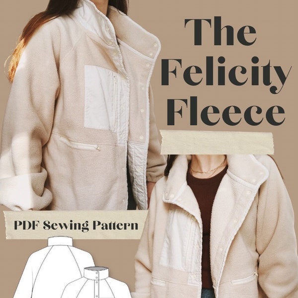 Felicity Fleece PDF Patron de couture, veste, pull, confortable, téléchargement PDF instantané