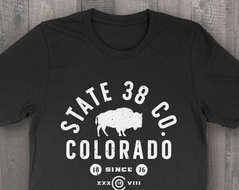 Colorado Shirt, State 38, Bison T-shirt, Buffalo Shirt, Outdoor Gift