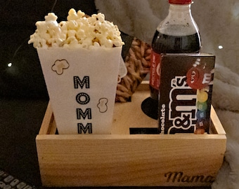 Personalized Movie Night Gift for One – Wooden Snack Tray