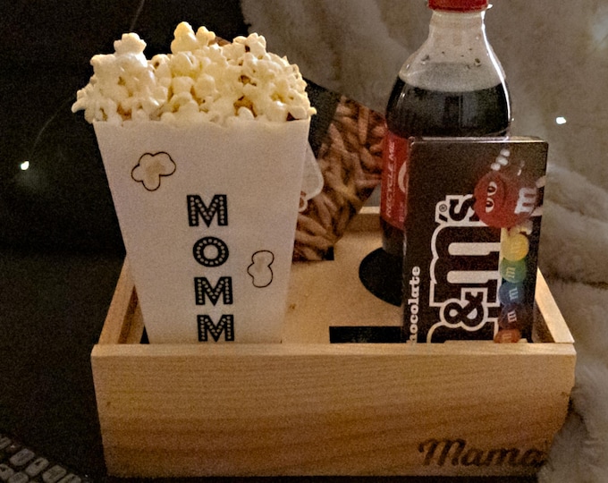 Personalized Movie Night Gift for One – Wooden Snack Tray