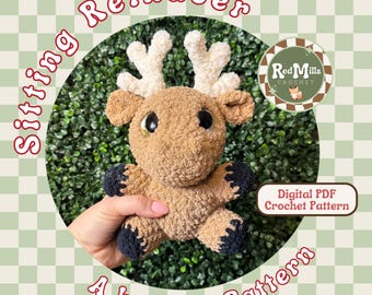 Rhys the sitting Reindeer REDMILLSCROCHET OFFICIAL