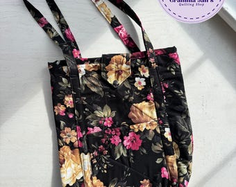 Black Florals Market Bag