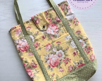 Yellow Spring Floral Market Bag