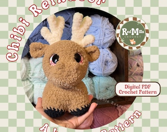 Rowan the Chibi Reindeer REDMILLSCROCHET OFFICIAL